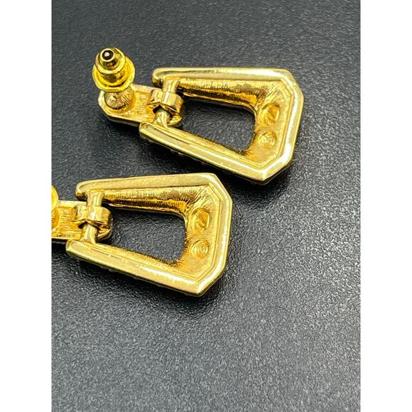 SWAROVSKI SAL Genuine Crystal Black Enamel Pierced Dangle Earrings DoorKnocker - Picture 8 of 8